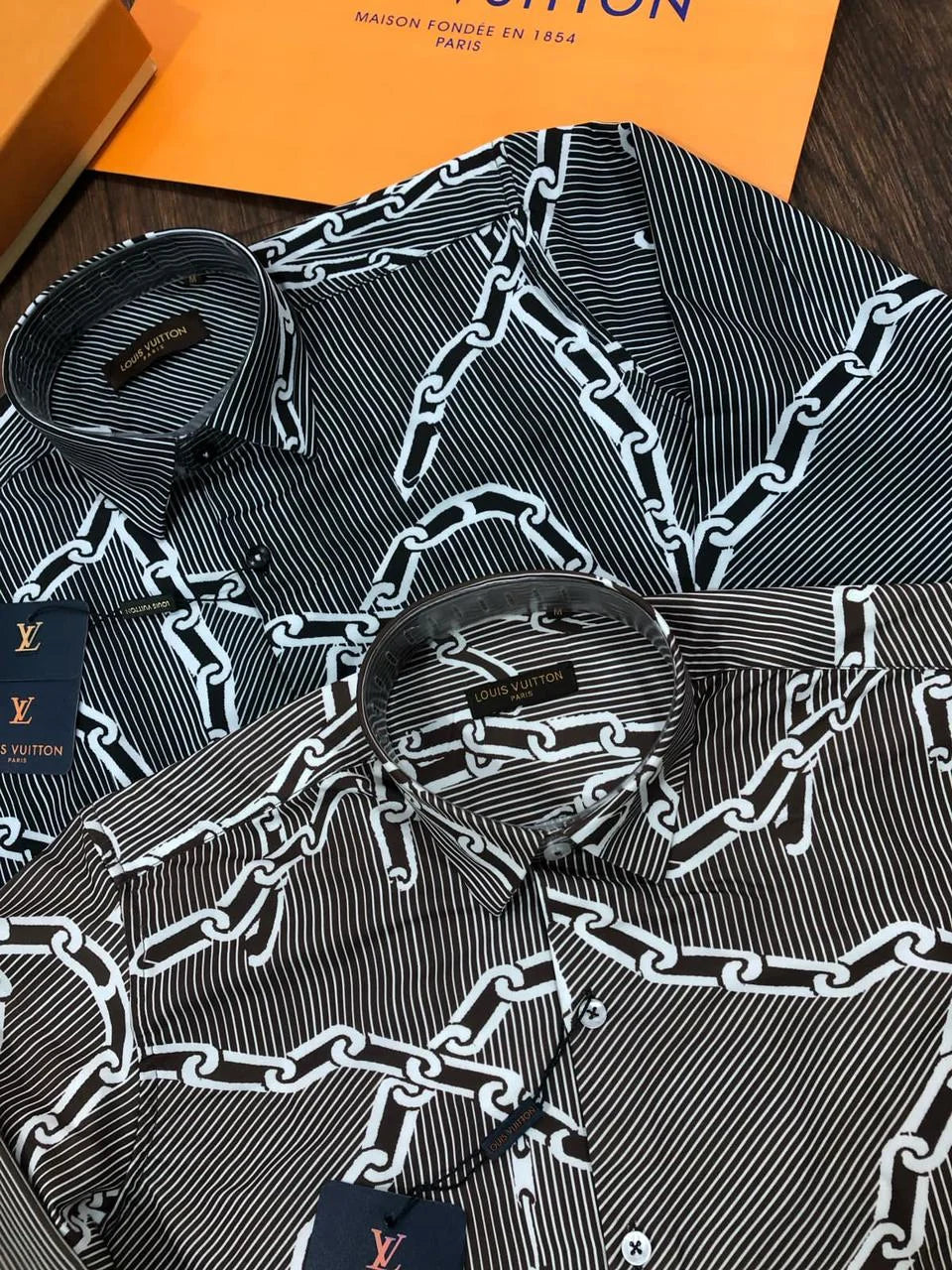 LOUIS VUITTON || Chain Print Silk Shirt For Men - FASHION MYST 