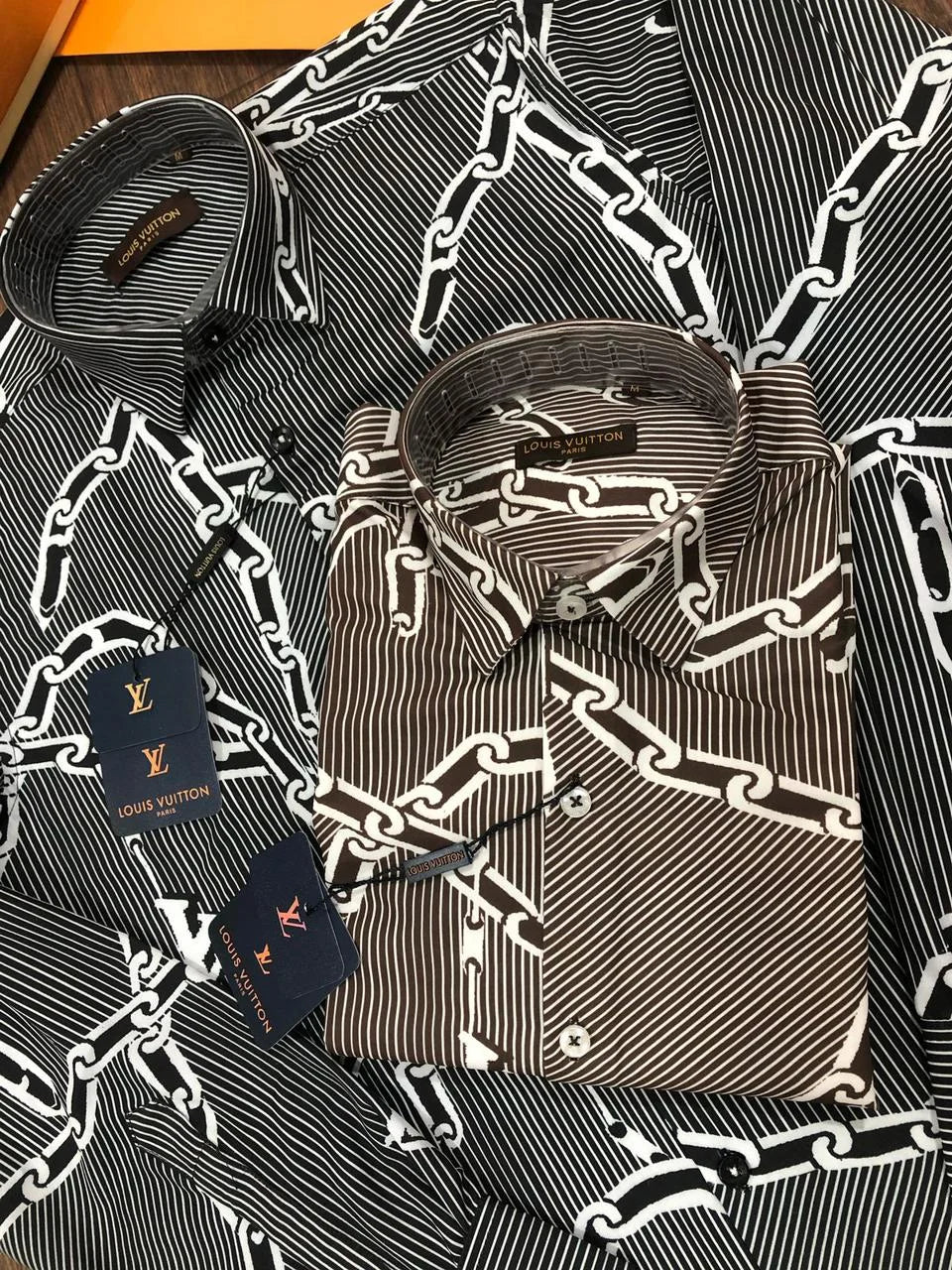 LOUIS VUITTON || Chain Print Silk Shirt For Men - FASHION MYST 