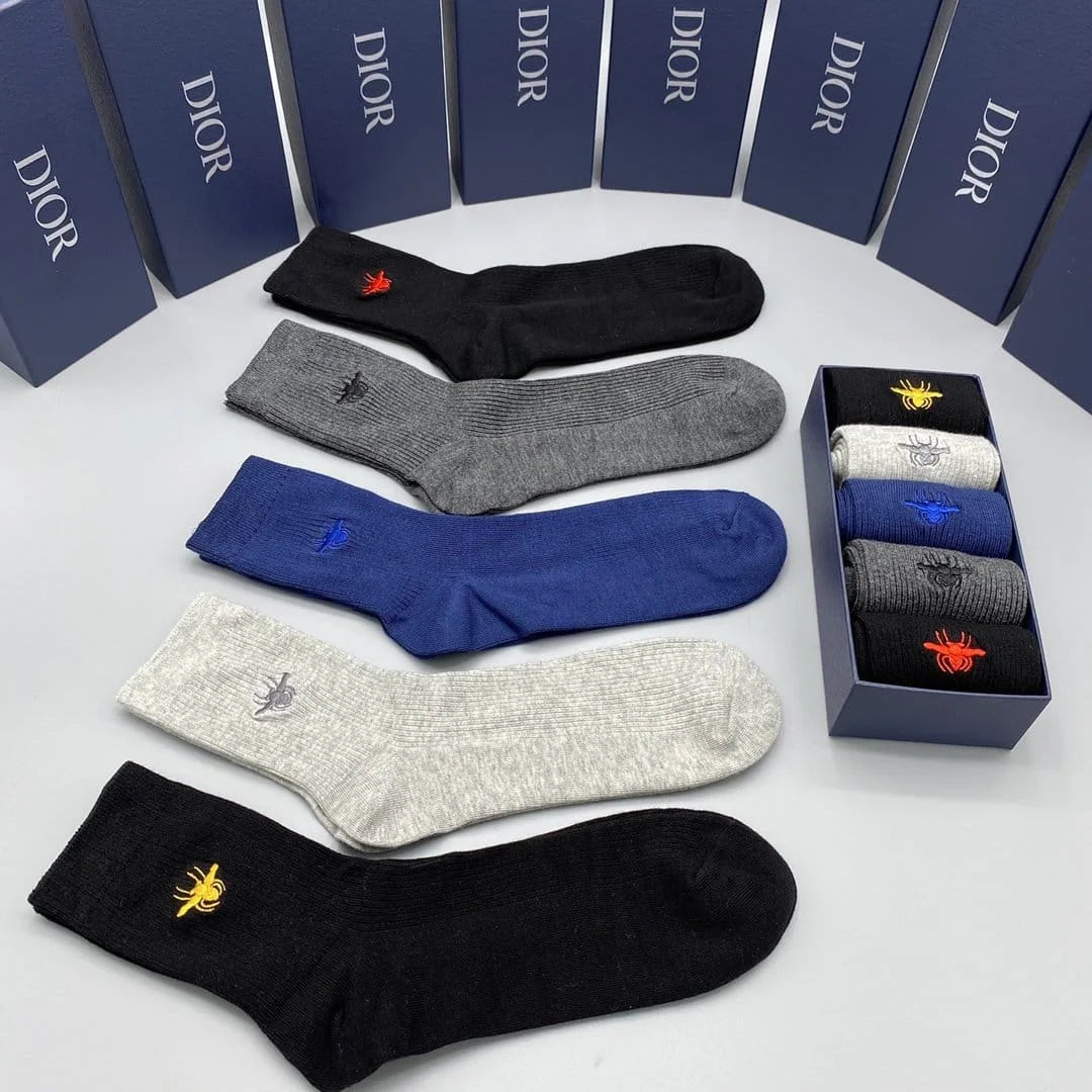 CHRISTIAN DIOR Bees Signature Logo Socks Pack Of Five Pair FASHION MYST