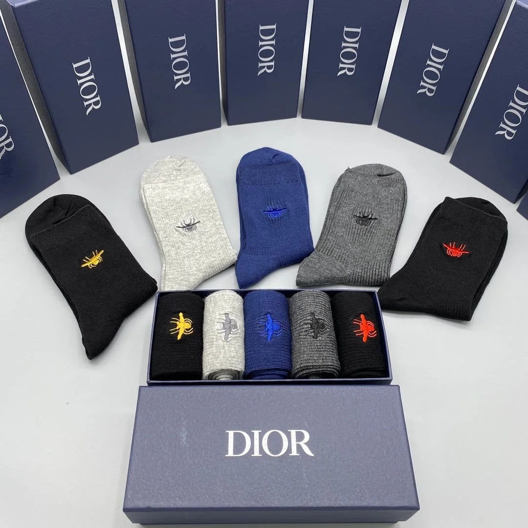 CHRISTIAN DIOR || Bees Signature Logo Socks (Pack Of Five Pair) - FASHION MYST 