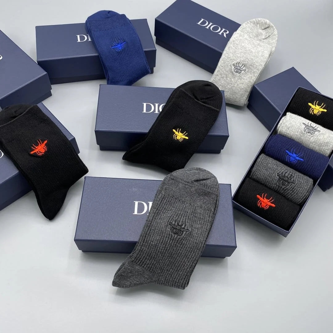 CHRISTIAN DIOR || Bees Signature Logo Socks (Pack Of Five Pair) - FASHION MYST 