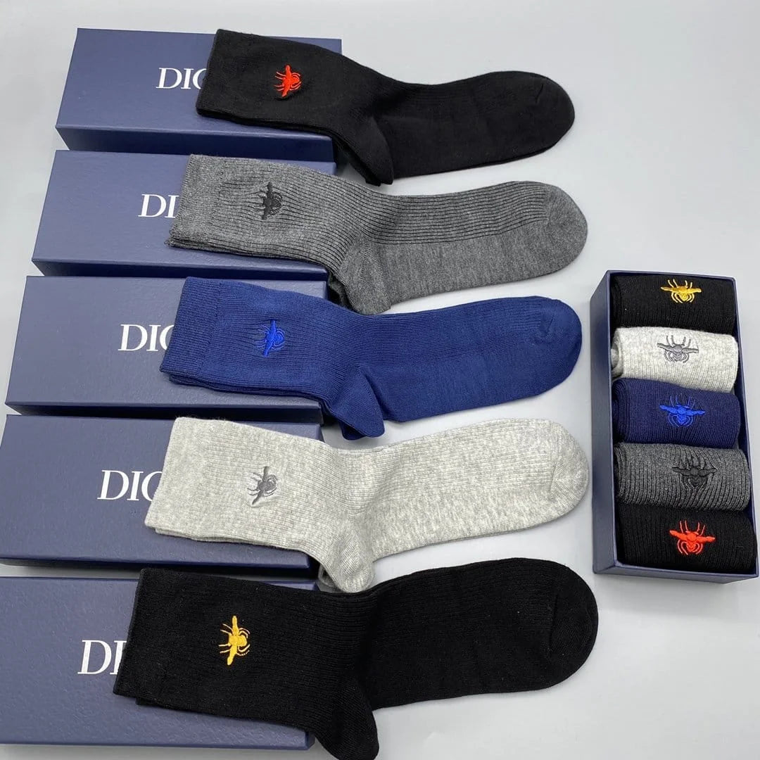 CHRISTIAN DIOR || Bees Signature Logo Socks (Pack Of Five Pair) - FASHION MYST 