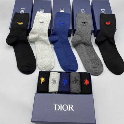 CHRISTIAN DIOR || Bees Signature Logo Socks (Pack Of Five Pair) - FASHION MYST 