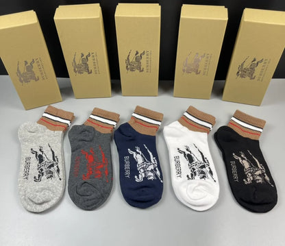 BURBERRY || Striped Cotton-Blend Socks (Pack Of Five Pairs) - FASHION MYST 