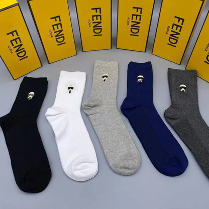 FENDI || Invisible Men Logo Socks (Pack Of Five) - FASHION MYST 