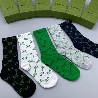 GUCCI || GG Logo Long Socks (Pack Of Five Pair) - FASHION MYST 