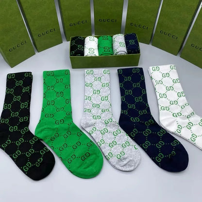 GUCCI || GG Logo Long Socks (Pack Of Five Pair) - FASHION MYST 