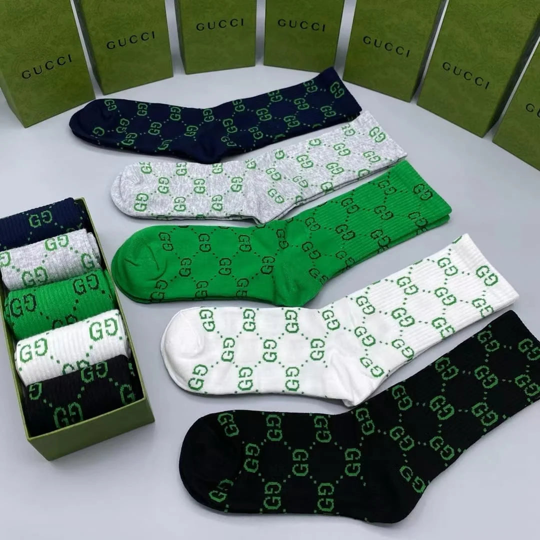 GUCCI || GG Logo Long Socks (Pack Of Five Pair) - FASHION MYST 