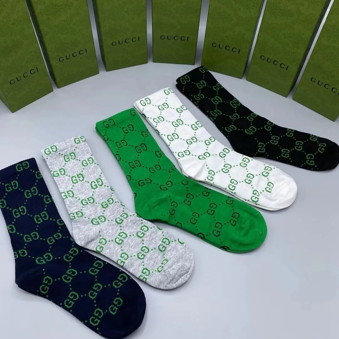 GUCCI || GG Logo Long Socks (Pack Of Five Pair) - FASHION MYST 