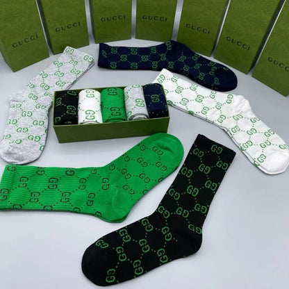 GUCCI || GG Logo Long Socks (Pack Of Five Pair) - FASHION MYST 