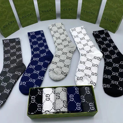 GUCCI || Monogram Pattern Stretch Cotton Socks (Pack Of Five) - FASHION MYST 