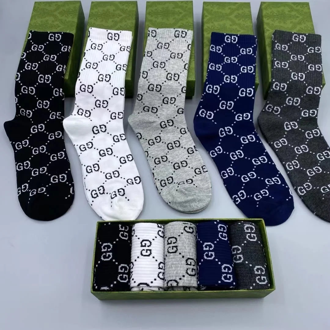 GUCCI || Monogram Pattern Stretch Cotton Socks (Pack Of Five) - FASHION MYST 