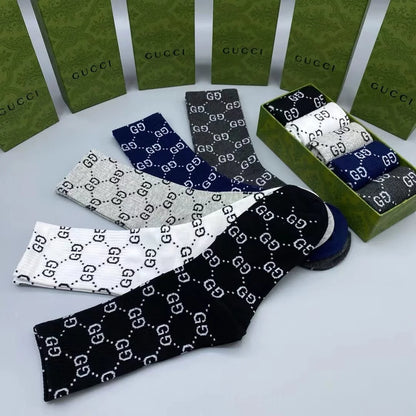 GUCCI || Monogram Pattern Stretch Cotton Socks (Pack Of Five) - FASHION MYST 