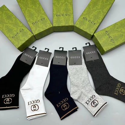 GUCCI || GG Logo Striped Ribbed Cotton-Blend Socks - FASHION MYST 