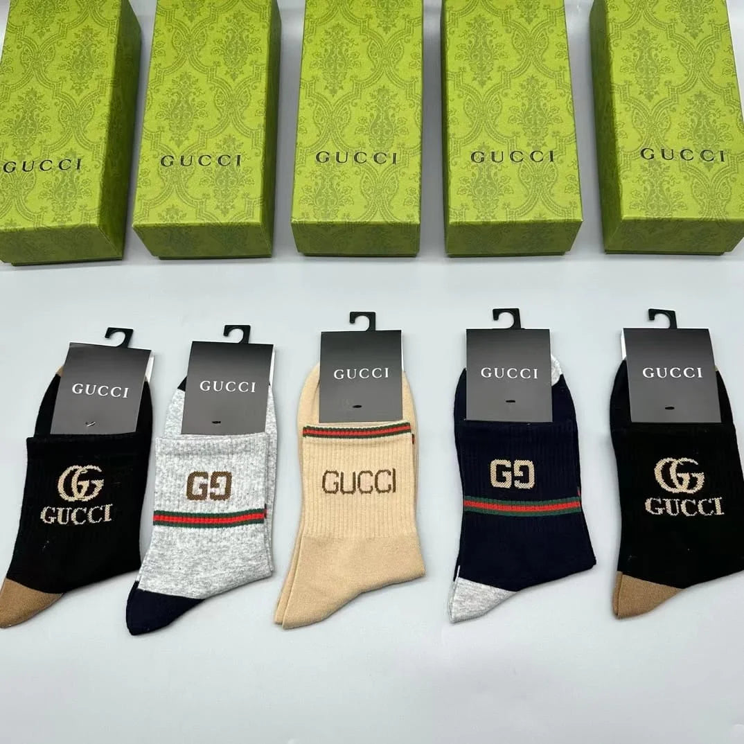 GUCCI || Logo-Intarsia Striped Ribbed Cotton-Blend Socks - FASHION MYST 