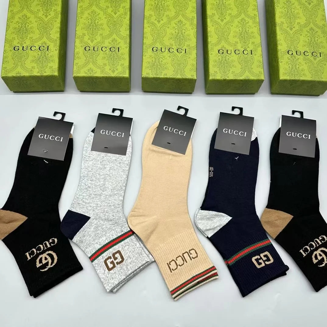 GUCCI || Logo-Intarsia Striped Ribbed Cotton-Blend Socks - FASHION MYST 