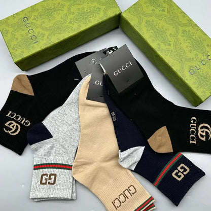 GUCCI || Logo-Intarsia Striped Ribbed Cotton-Blend Socks - FASHION MYST 