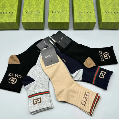 GUCCI || Logo-Intarsia Striped Ribbed Cotton-Blend Socks - FASHION MYST 