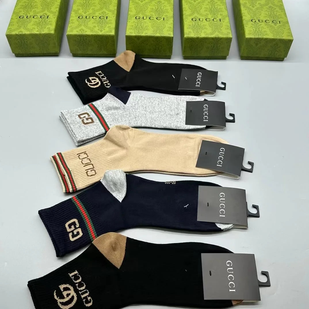 GUCCI || Logo-Intarsia Striped Ribbed Cotton-Blend Socks - FASHION MYST 