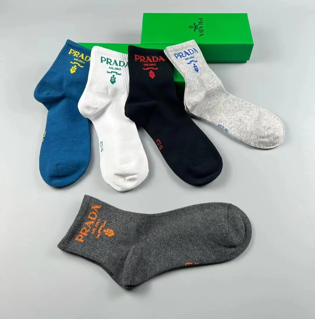 PRADA || Prada Logo Embroidered Socks (Pack Of Five) - FASHION MYST 