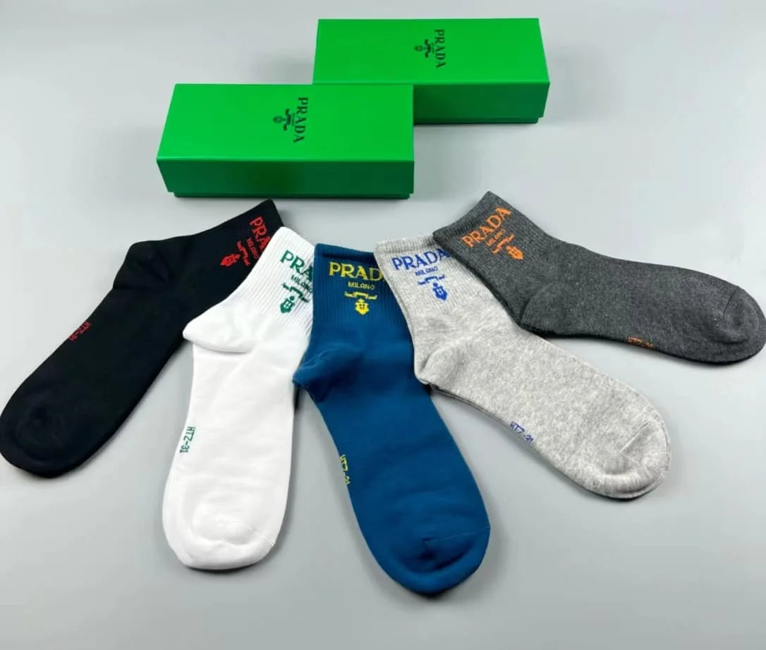 PRADA || Prada Logo Embroidered Socks (Pack Of Five) - FASHION MYST 