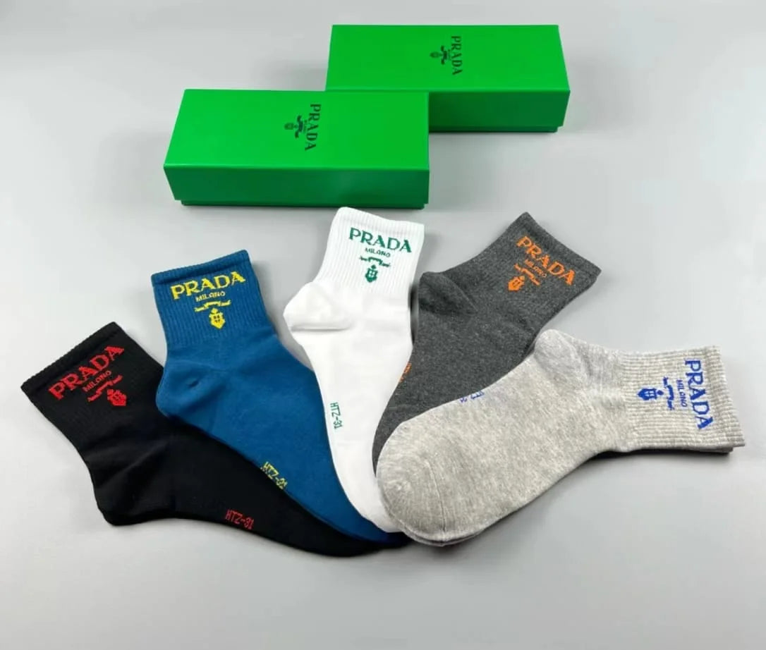 PRADA || Prada Logo Embroidered Socks (Pack Of Five) - FASHION MYST 