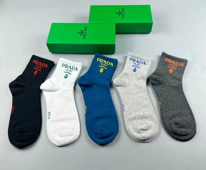 PRADA || Prada Logo Embroidered Socks (Pack Of Five) - FASHION MYST 