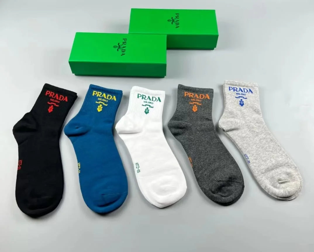 PRADA || Prada Logo Embroidered Socks (Pack Of Five) - FASHION MYST 