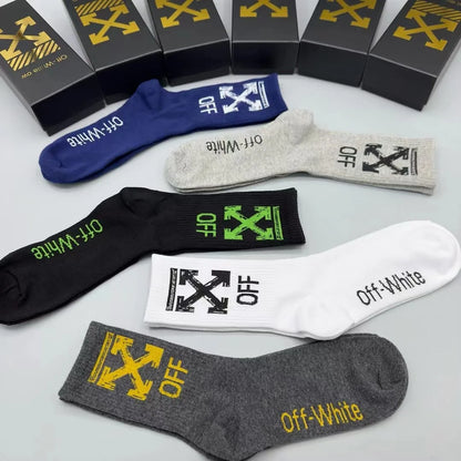 OFF-WHITE || Arrows Logo Mid Length Socks (Pack Of Five) - FASHION MYST 