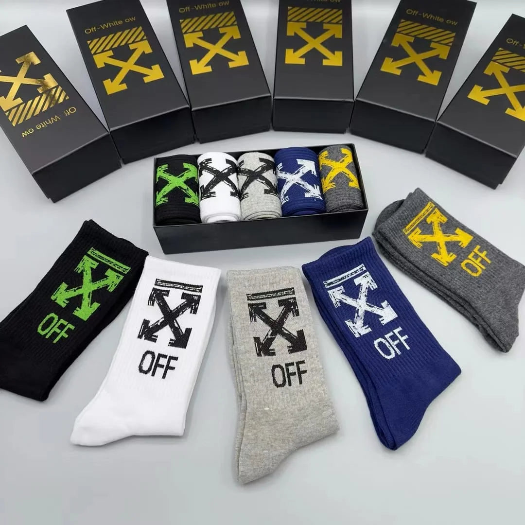 OFF-WHITE || Arrows Logo Mid Length Socks (Pack Of Five) - FASHION MYST 