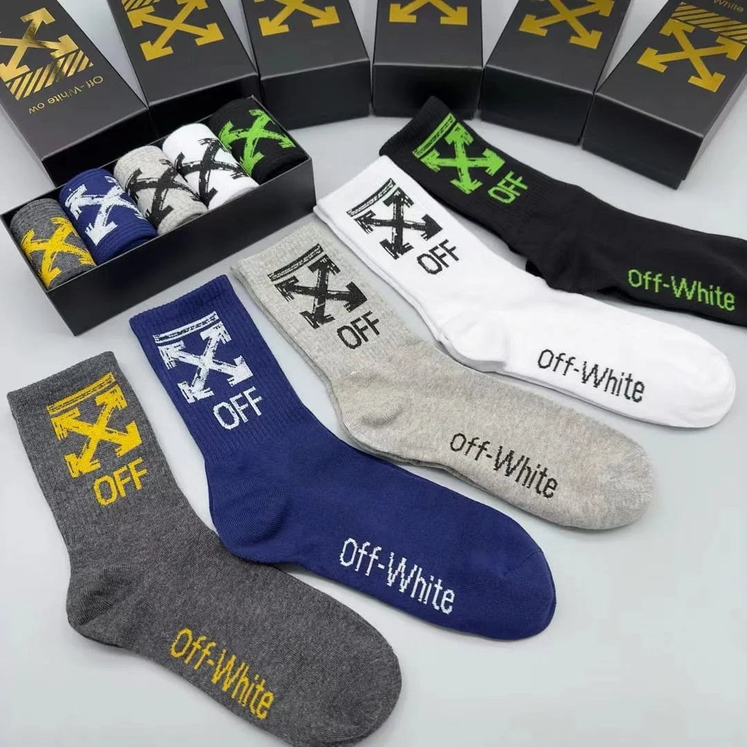 OFF-WHITE || Arrows Logo Mid Length Socks (Pack Of Five) - FASHION MYST 