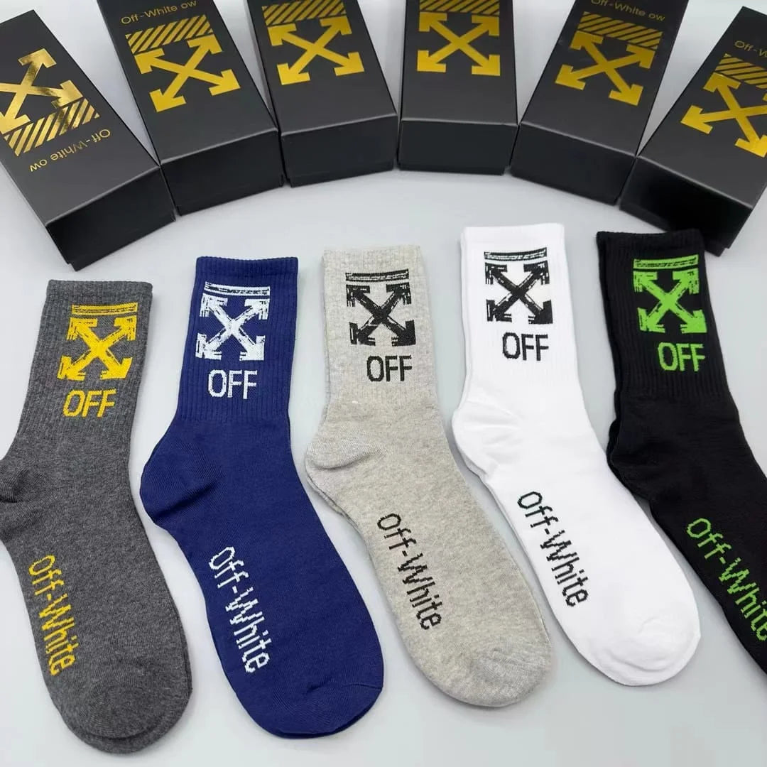 OFF-WHITE || Arrows Logo Mid Length Socks (Pack Of Five) - FASHION MYST 