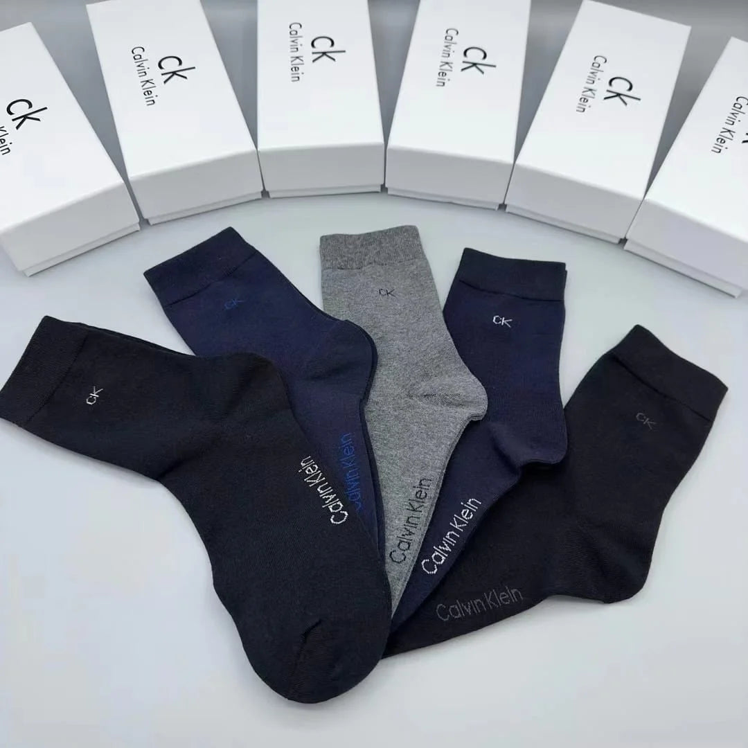 CALVIN KLIEN || Men's Athleisure Branded Pack Of Five Cotton-blend Knitted Socks - FASHION MYST 