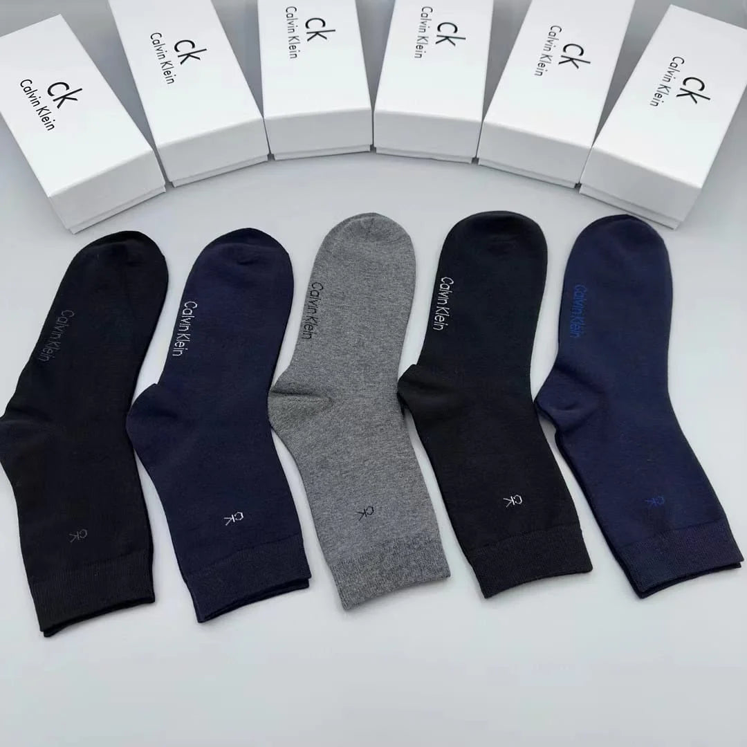 CALVIN KLIEN || Men's Athleisure Branded Pack Of Five Cotton-blend Knitted Socks - FASHION MYST 