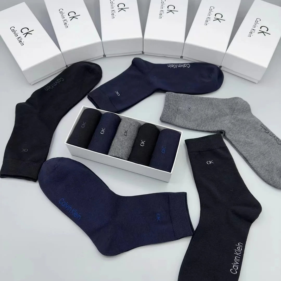 CALVIN KLIEN || Men's Athleisure Branded Pack Of Five Cotton-blend Knitted Socks - FASHION MYST 