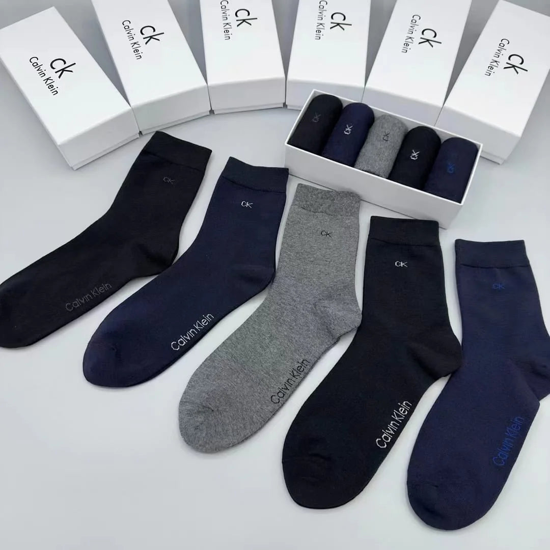 CALVIN KLIEN || Men's Athleisure Branded Pack Of Five Cotton-blend Knitted Socks - FASHION MYST 