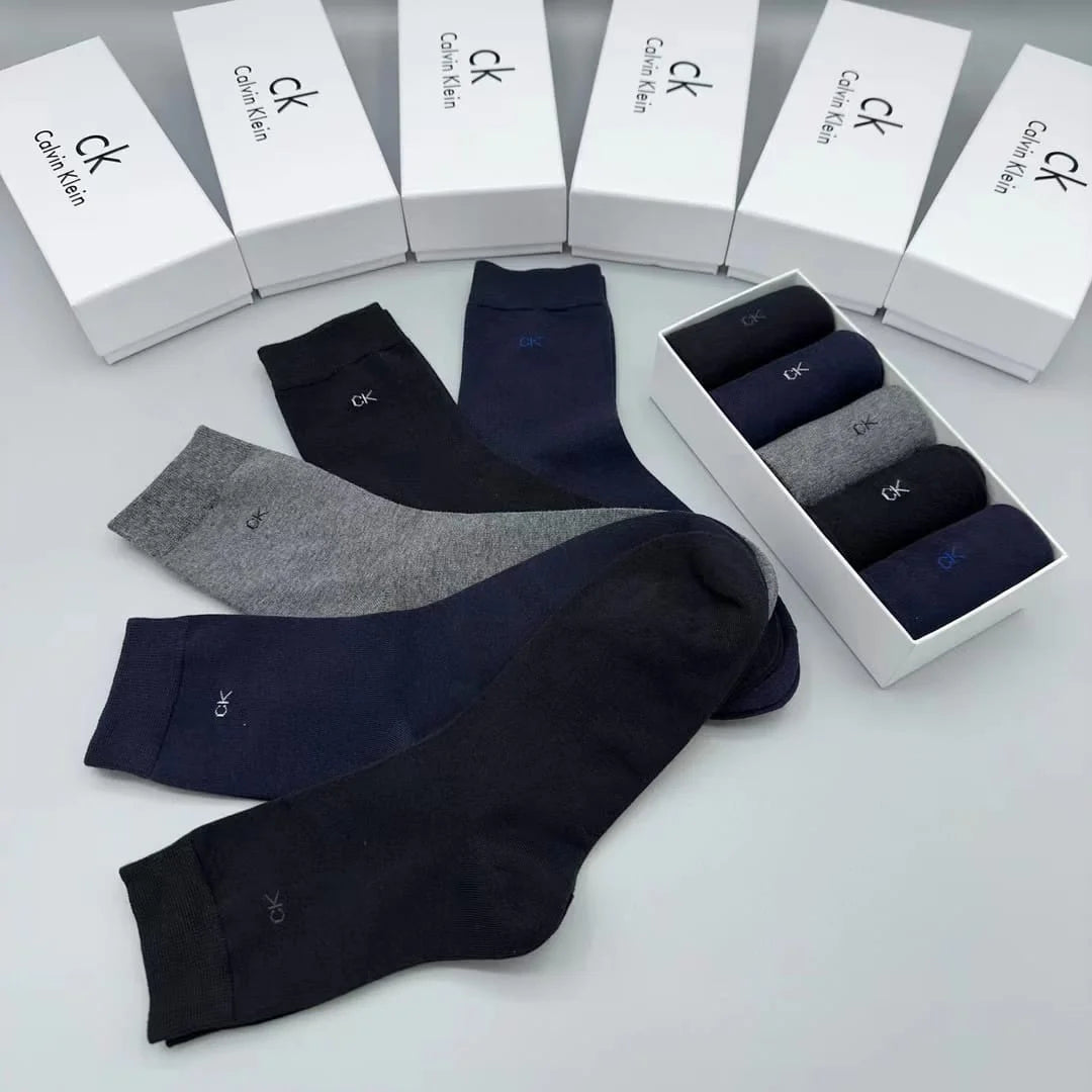 CALVIN KLIEN || Men's Athleisure Branded Pack Of Five Cotton-blend Knitted Socks - FASHION MYST 