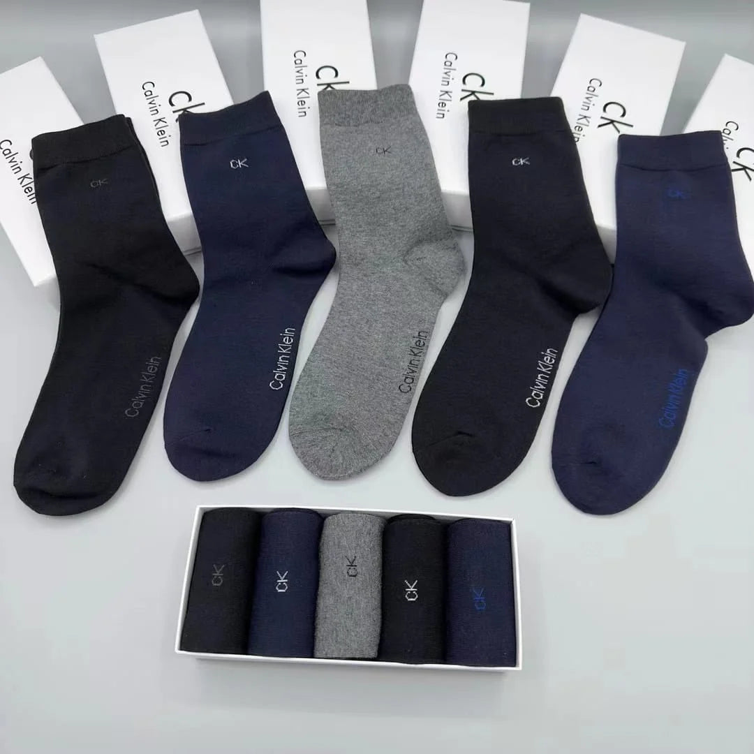 CALVIN KLIEN || Men's Athleisure Branded Pack Of Five Cotton-blend Knitted Socks - FASHION MYST 