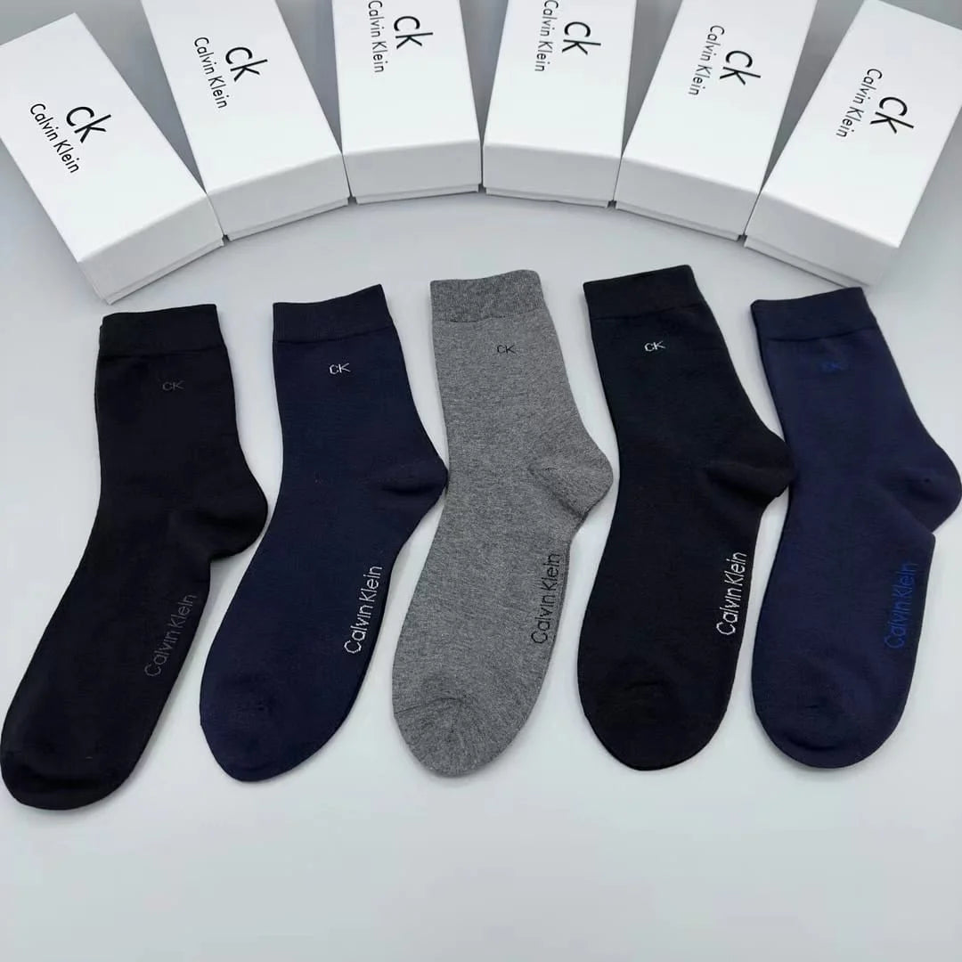 CALVIN KLIEN || Men's Athleisure Branded Pack Of Five Cotton-blend Knitted Socks - FASHION MYST 