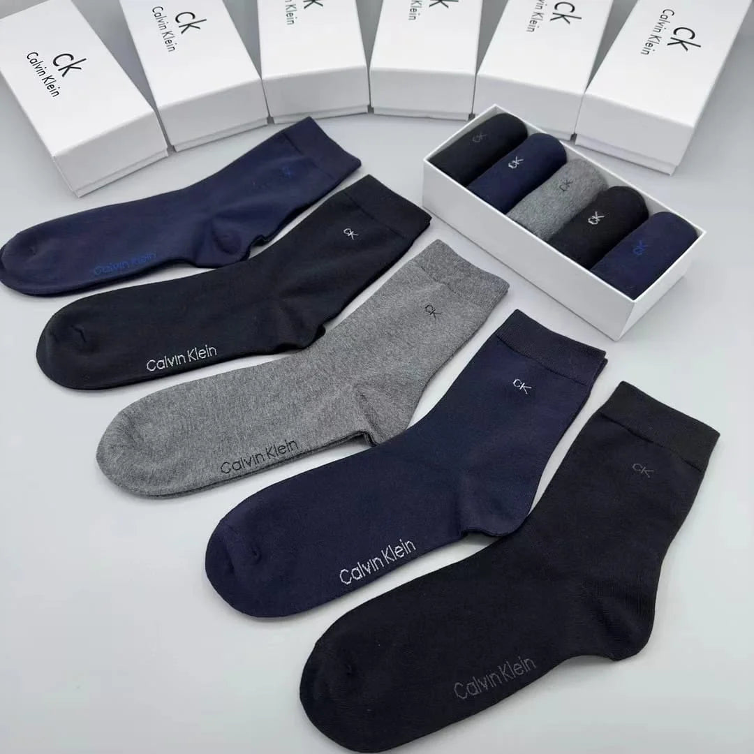 CALVIN KLIEN || Men's Athleisure Branded Pack Of Five Cotton-blend Knitted Socks - FASHION MYST 