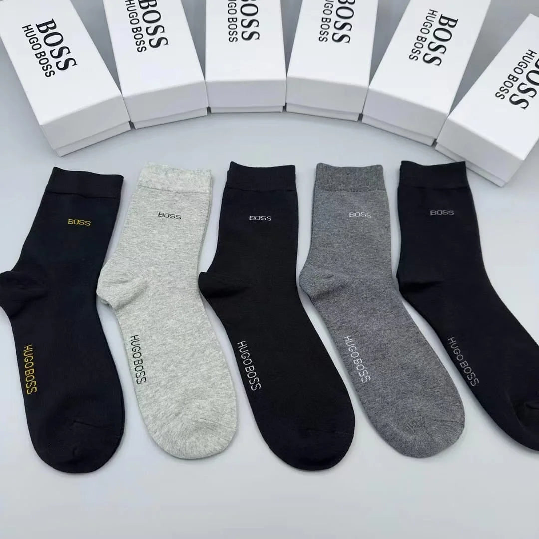 HUGO BOSS || Men's 5 Pack Qs Rib Iconic Combed Cotton Socks Nos - FASHION MYST 