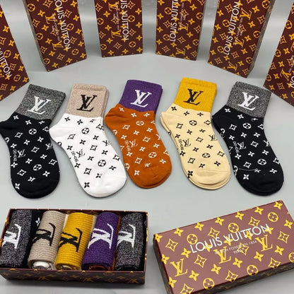 LOUIS VUITTON || LV Monogram Craggy Socks (Pack Of Five) - FASHION MYST 