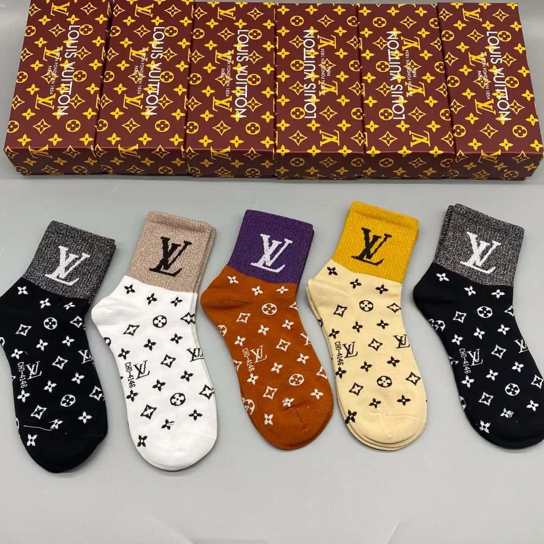 LOUIS VUITTON || LV Monogram Craggy Socks (Pack Of Five) - FASHION MYST 