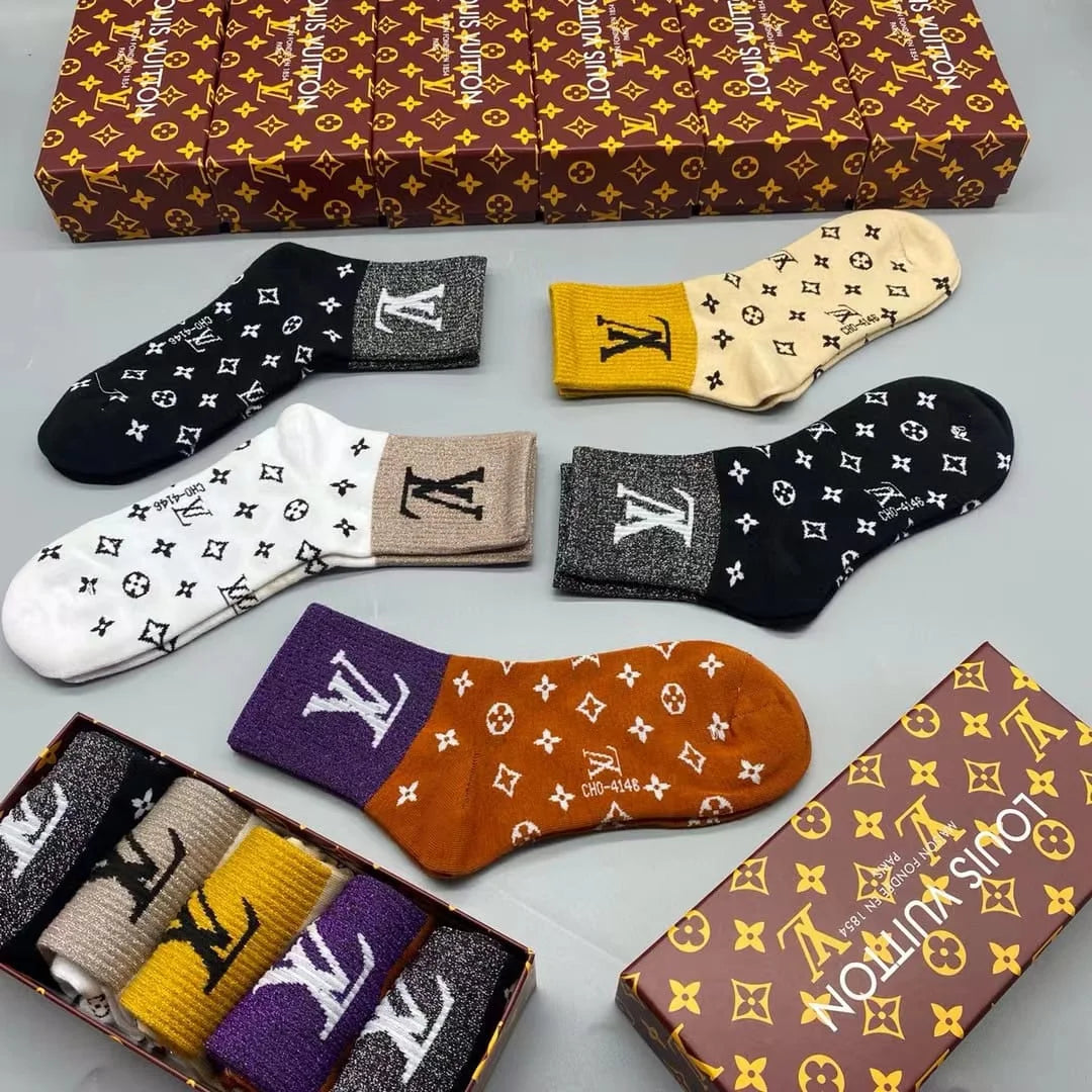 LOUIS VUITTON || LV Monogram Craggy Socks (Pack Of Five) - FASHION MYST 