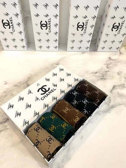 CHANEL || CC Logo Inspo Bling Embellished Ribbed Socks - FASHION MYST 