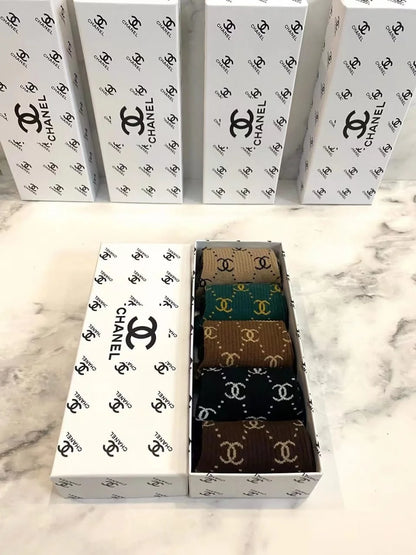 CHANEL || CC Logo Inspo Bling Embellished Ribbed Socks - FASHION MYST 