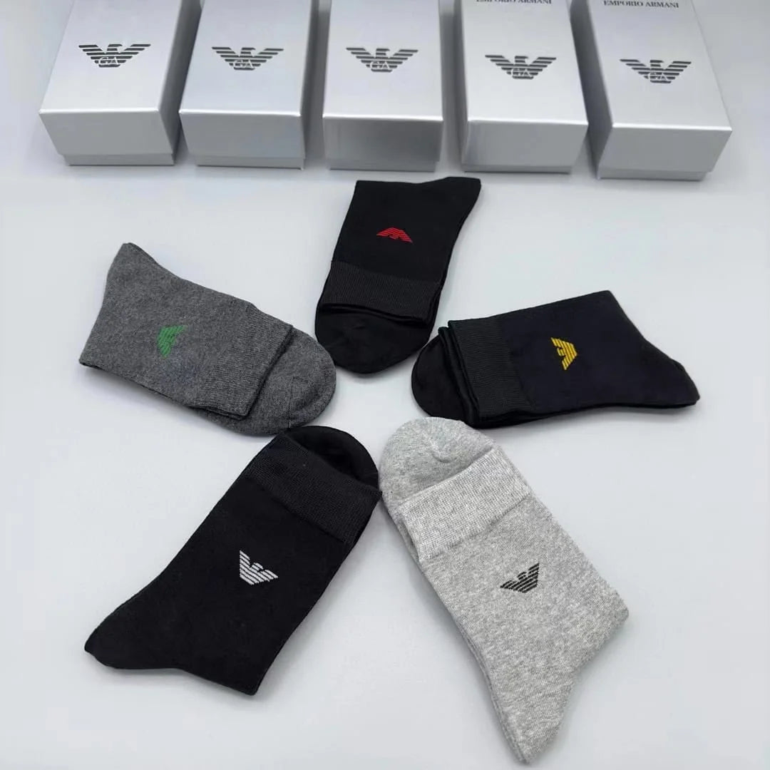 High Eed Quality Eagle Logo Long Length Socks (Five Pair Combo) - FASHION MYST 