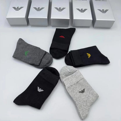 High Eed Quality Eagle Logo Long Length Socks (Five Pair Combo) - FASHION MYST 