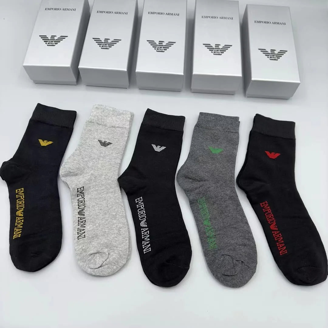 High Eed Quality Eagle Logo Long Length Socks (Five Pair Combo) - FASHION MYST 