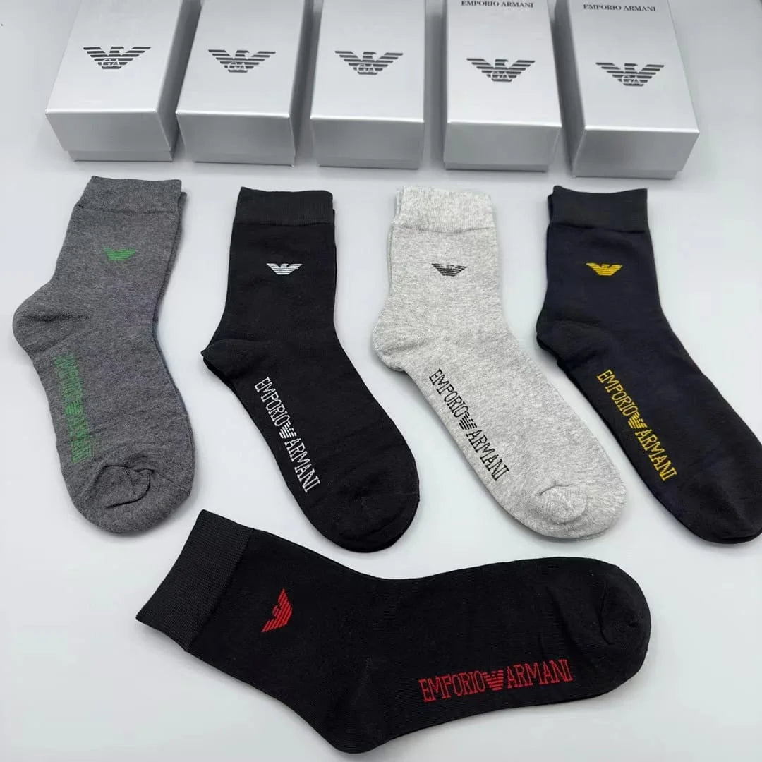 High Eed Quality Eagle Logo Long Length Socks (Five Pair Combo) - FASHION MYST 